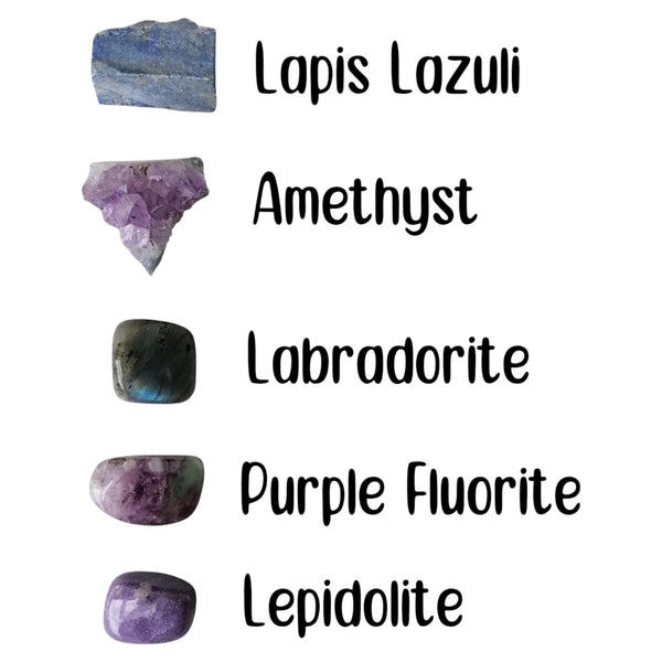 Third Eye Chakra Crystal Set - Natural & Tumbled - Centre for Intuition & Foresight