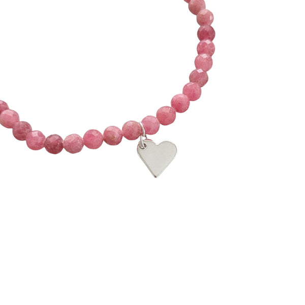 thulite gemstone bracelet with sterling silver heart charm 