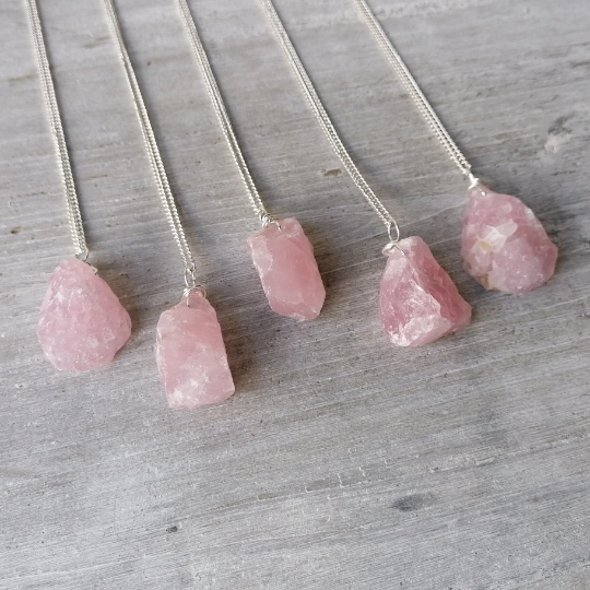 Raw Rose Quartz Necklace