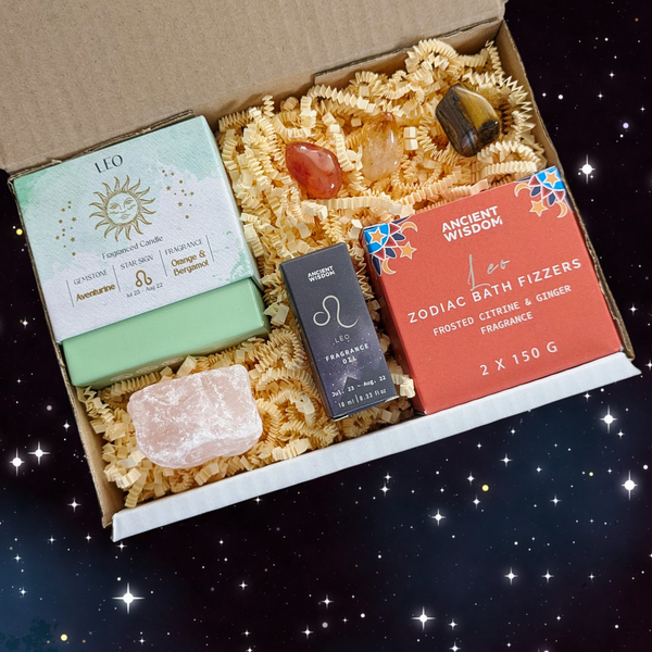 Leo Horoscope Aromatherapy & Crystals Gift Box