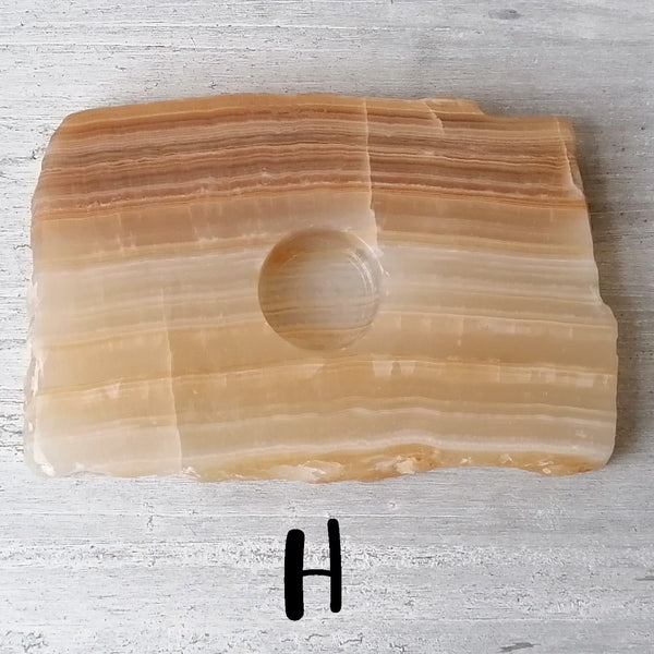 Amber Aragonite Tealight Holder
