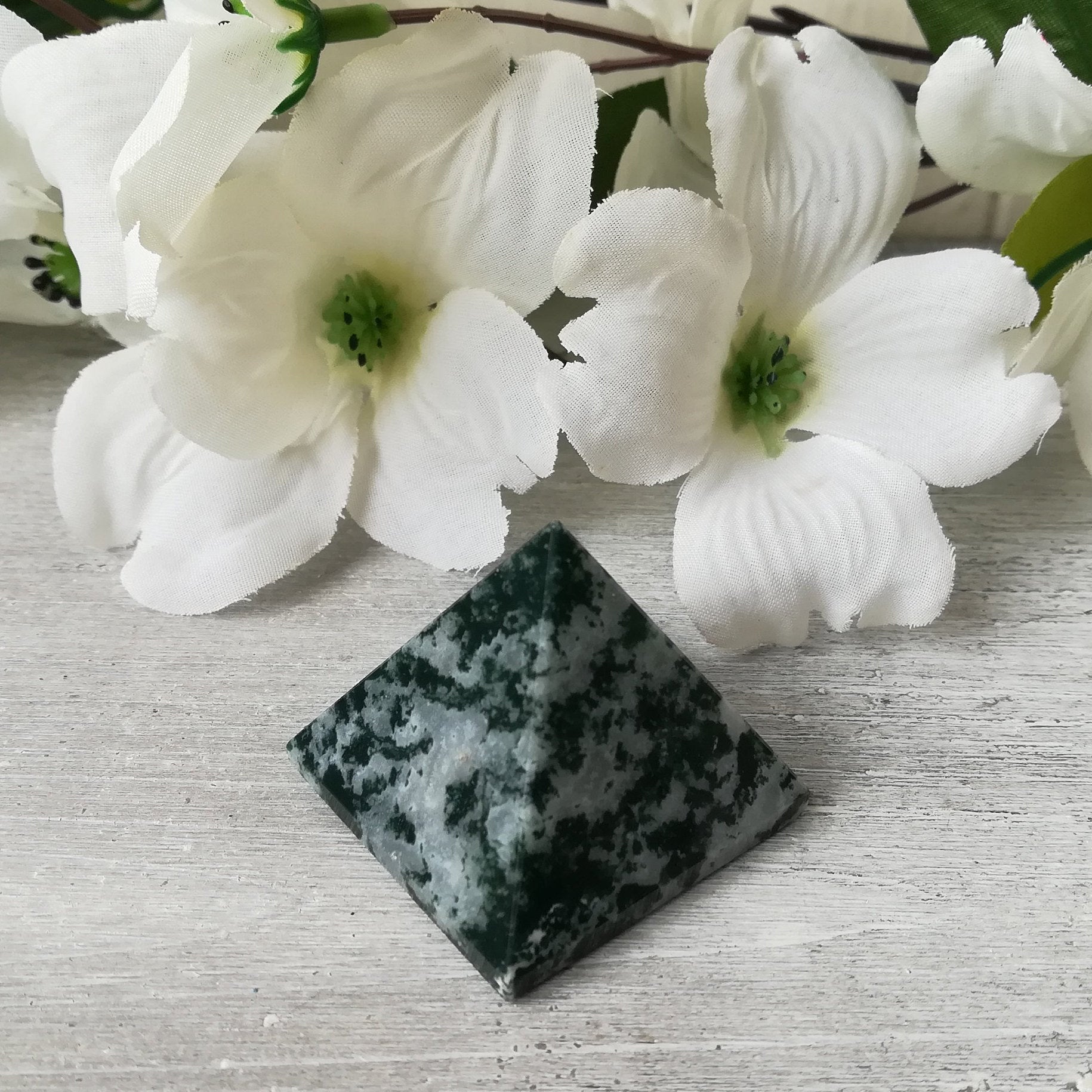 Green Moss Agate Pyramid