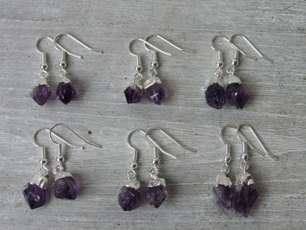 Raw Amethyst Earrings