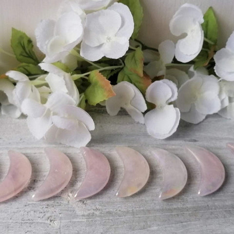 Rose Aura Quartz Mini Polished Crystal Moons