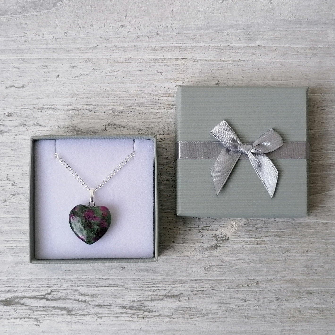 Ruby Zoisite Heart Necklace