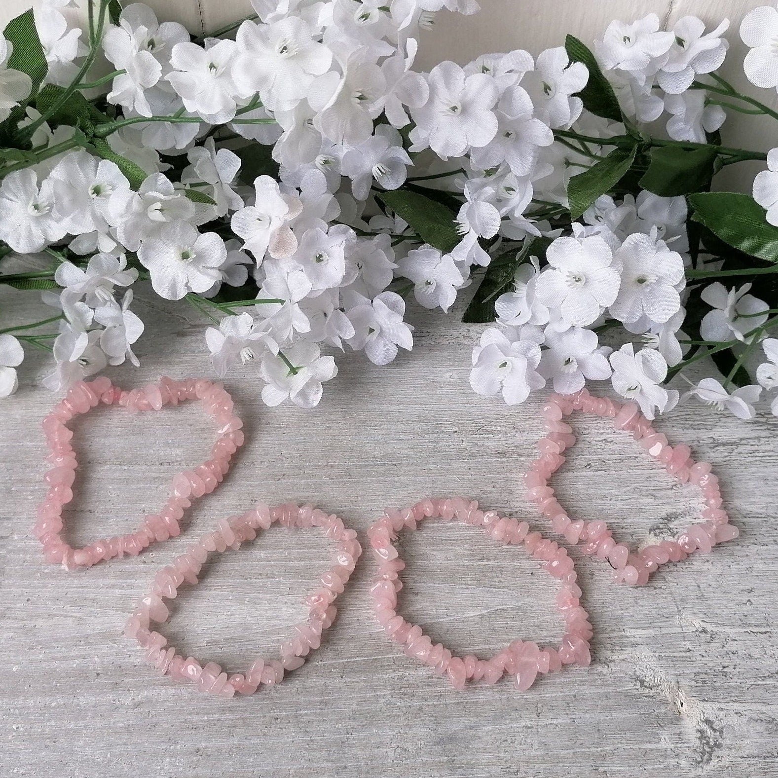 Rose Quartz Crystal Chip Bracelet