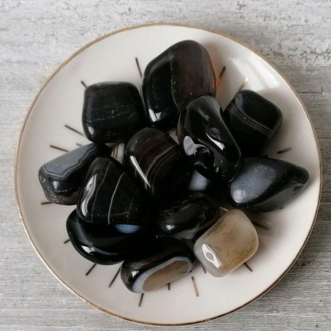 Black Banded Agate Tumblestone