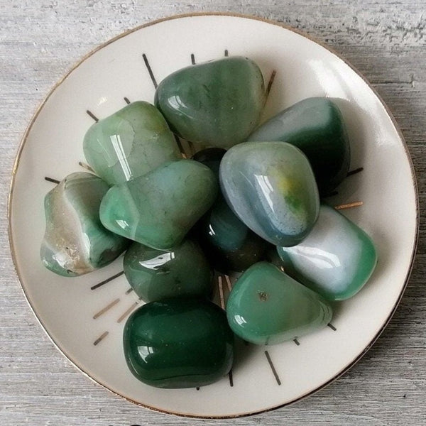 Green Banded Agate Tumblestone