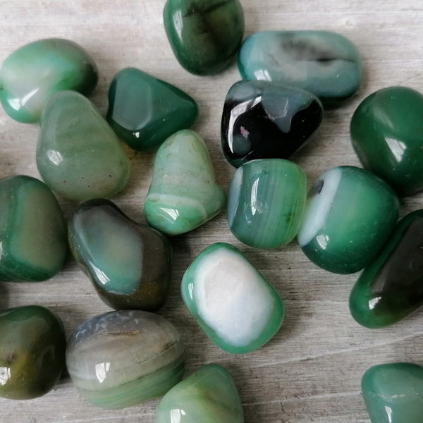 Green Banded Agate Tumblestone