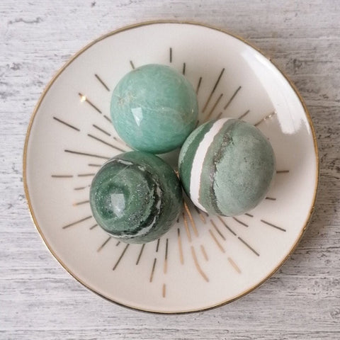 Small Crystal Spheres - Amazonite Or Green Sardonyx