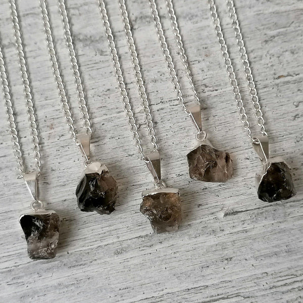 Small Raw Smoky Quartz Necklace