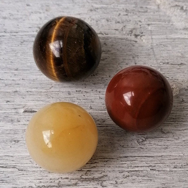 Small Crystal Spheres - Golden Healer, Red Jasper Or Tigers Eye