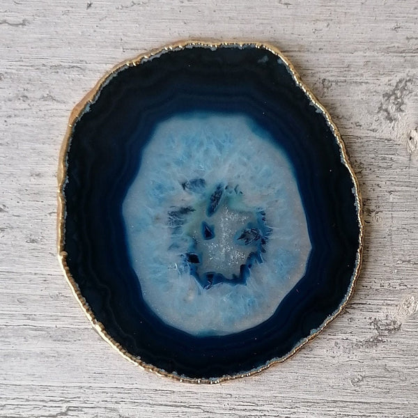 Blue Agate Coasters with 24ct Gold Edge - Sold As Seen