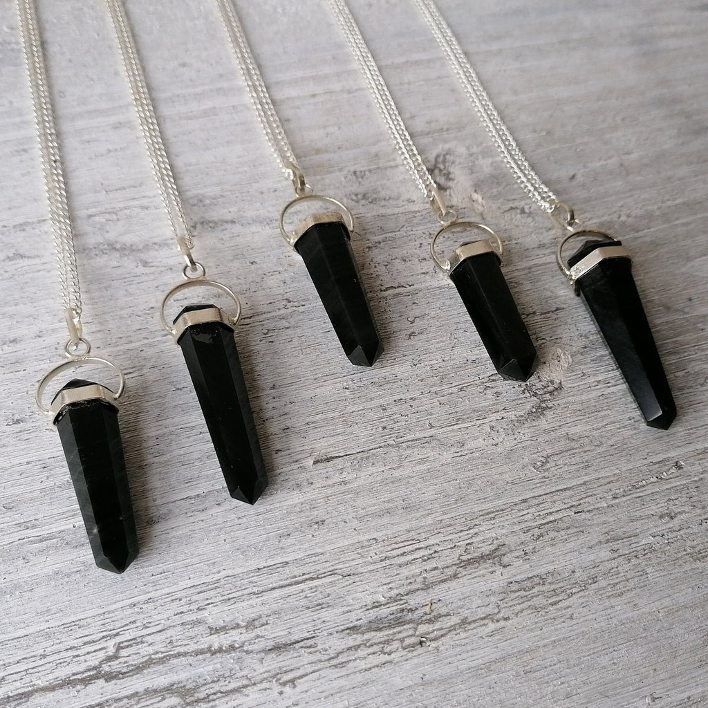 Black agate crystal shop necklace