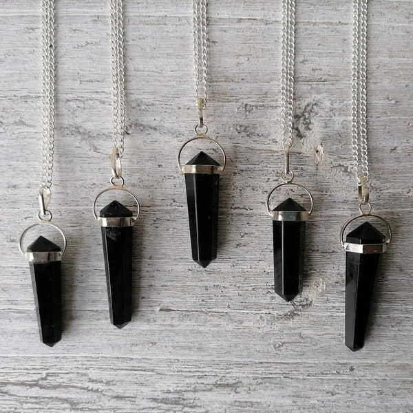 Black Agate Crystal Necklace