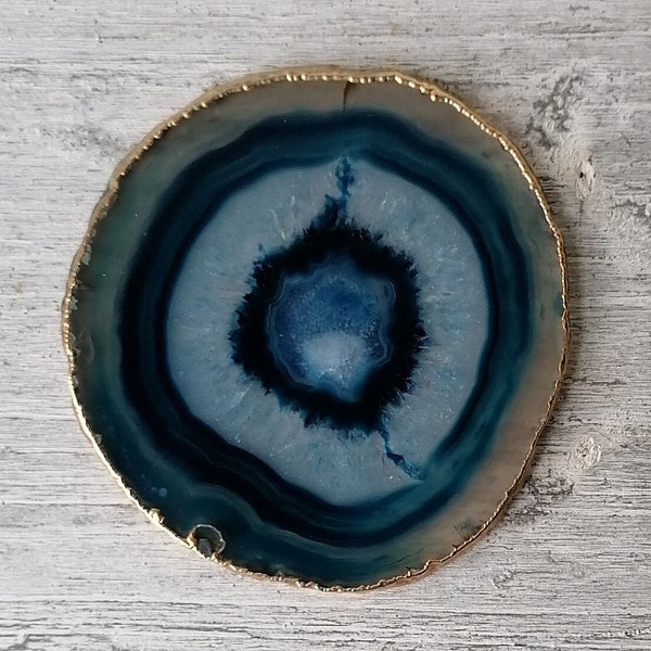 Blue Agate Coasters with 24ct Gold Edge - Sold As Seen
