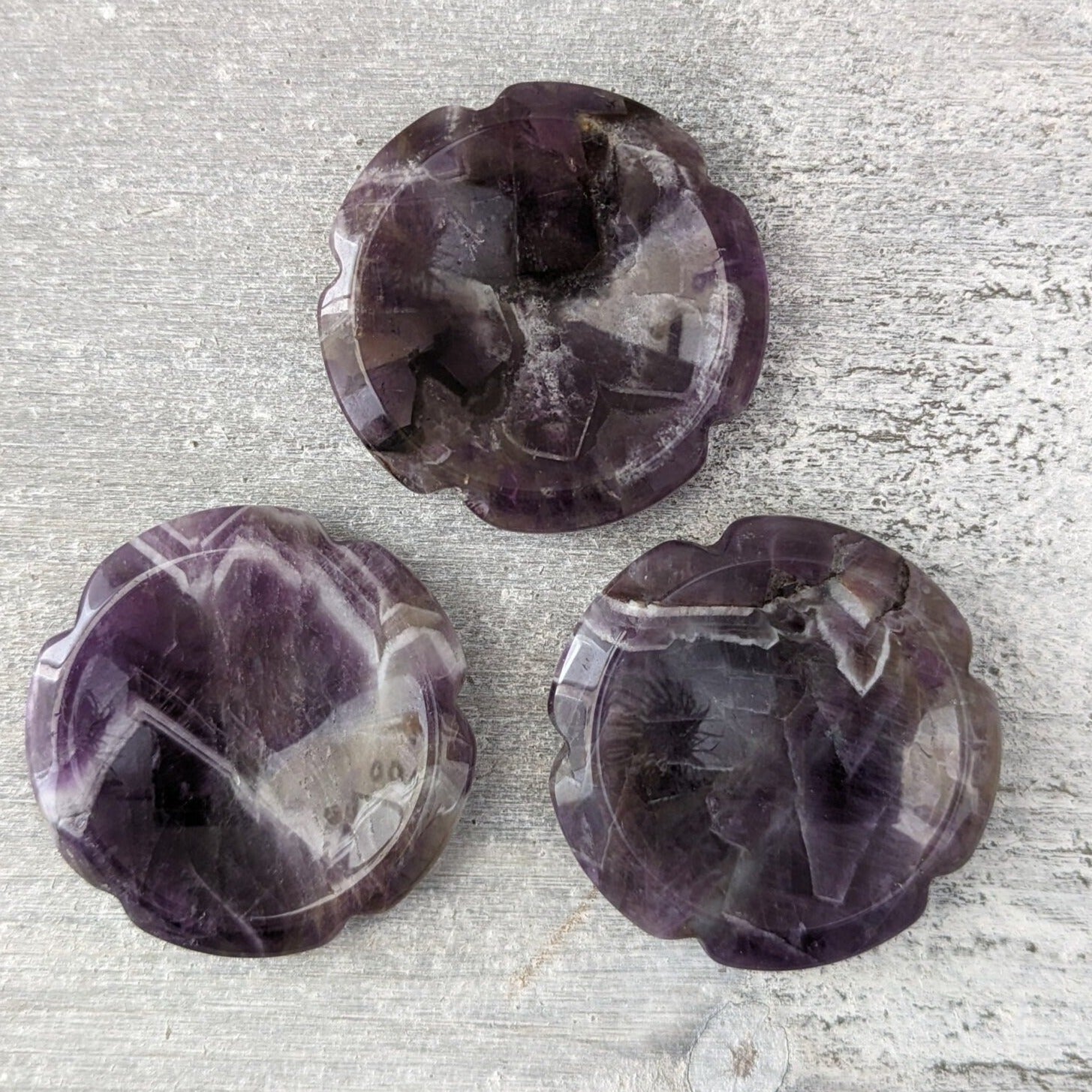 Flower Crystal Thumb Stone - Amethyst or Labradorite